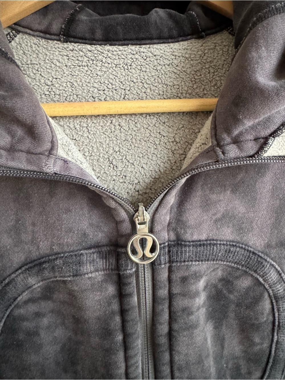 Lululemon Tie-Dye Scuba Hoodie Womens 12 Grey Hooded Full Zip Sweatshirt - Picture 3 of 12
